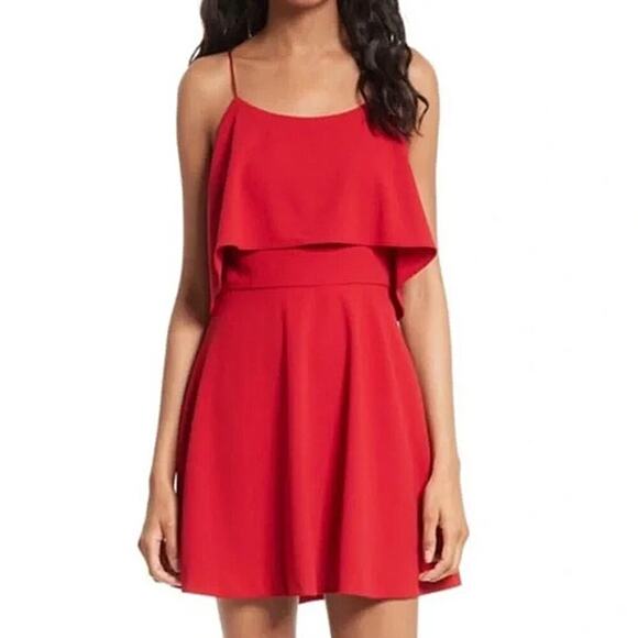 Alice + Olivia Kipp Red Layered Ruffle Mini Dress Size 8 - Picture 1 of 6
